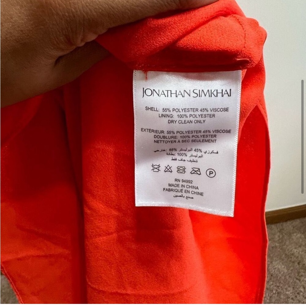 Jonathan Simkhai Scarlet Orange Katie Textured Slip Dress 6 Women - Picture 5 of 11
